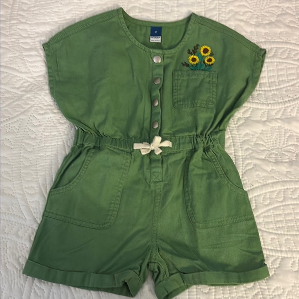 Old Navy Green Jumpsuit with Floral Embroidery